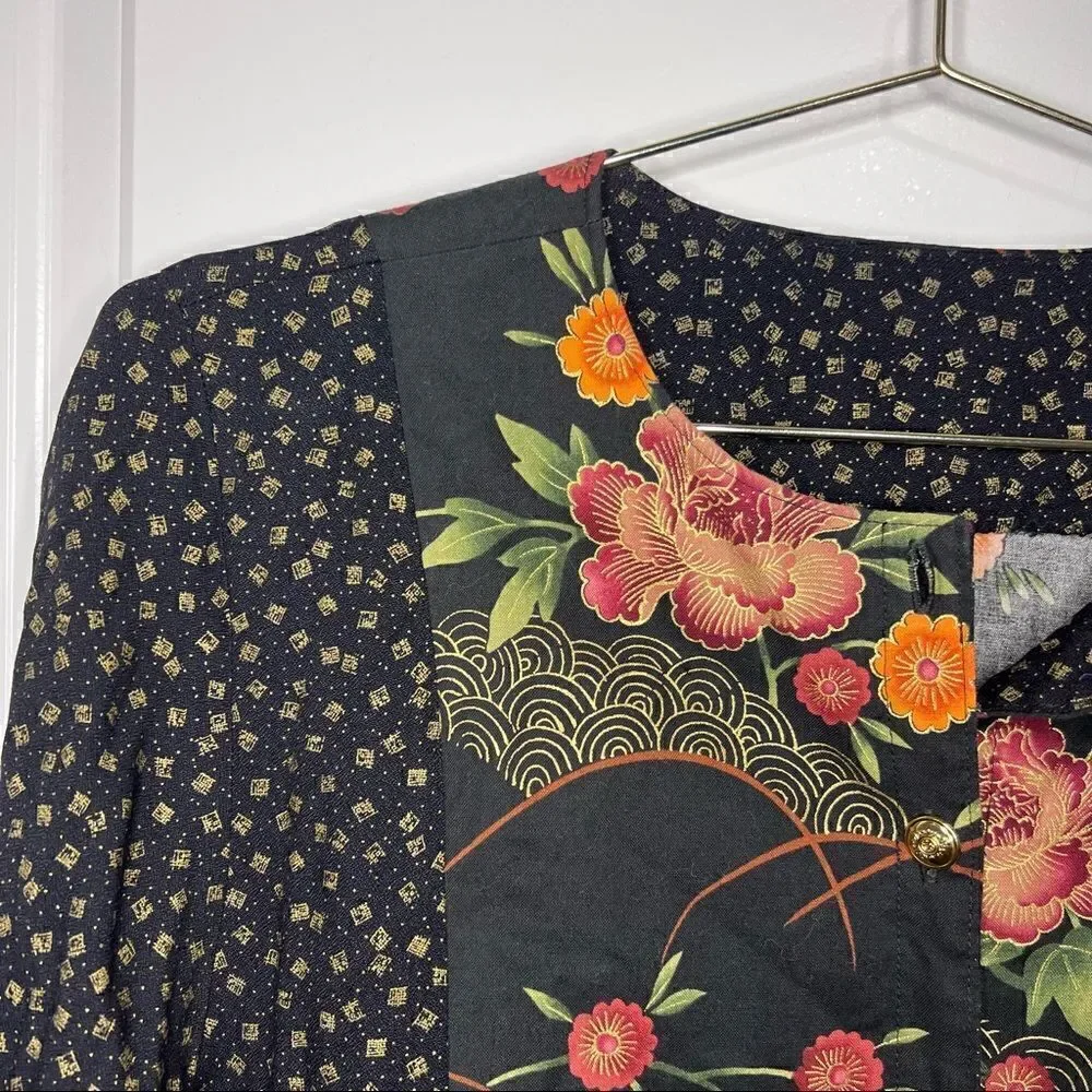 Button Front Long Sleeve Blouse